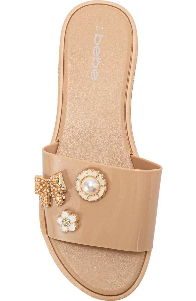 bebe Charm Slide Sandal, Alternate, color, Tan
