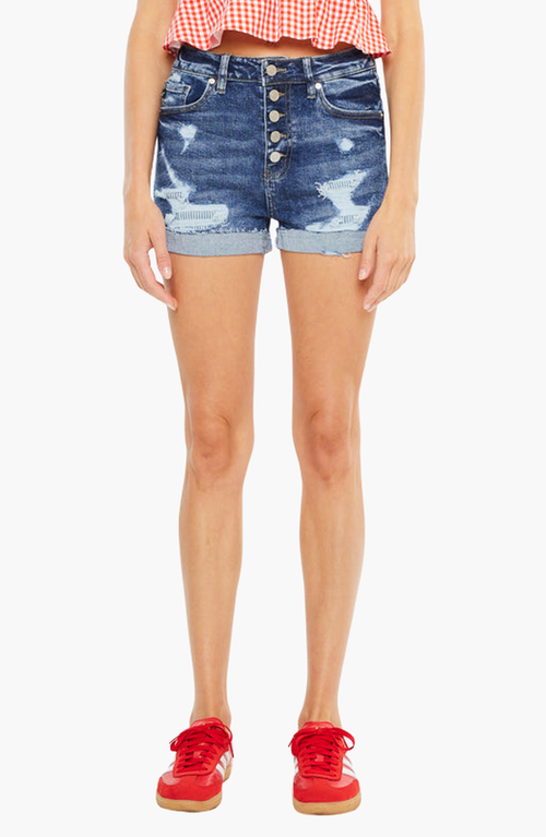 Kancan Krista High Rise Shorts In Blue