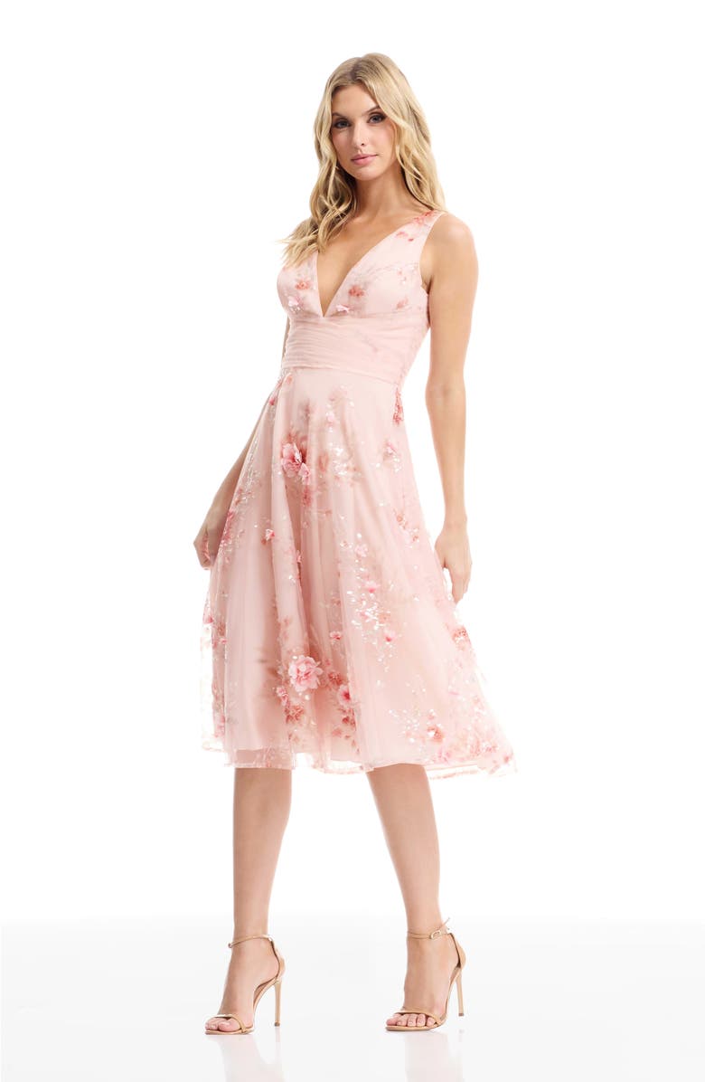 Dress the Population Posie Sleeveless Fit & Flare Cocktail Dress, Alternate, color, Blush Multi