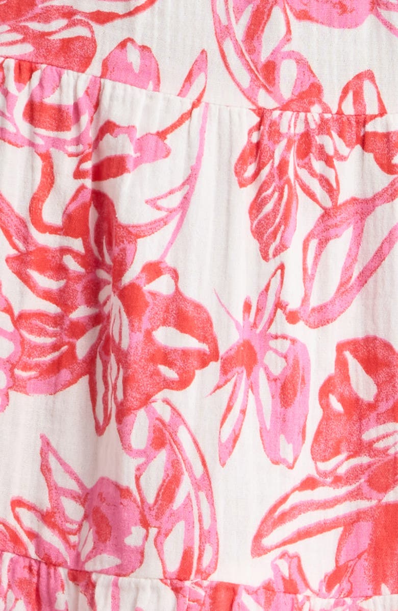 Caslon<sup>®</sup> Tiered Cotton Gauze Midi Skirt, Alternate, color, Ivory/ Red Pink Ellie Blossom