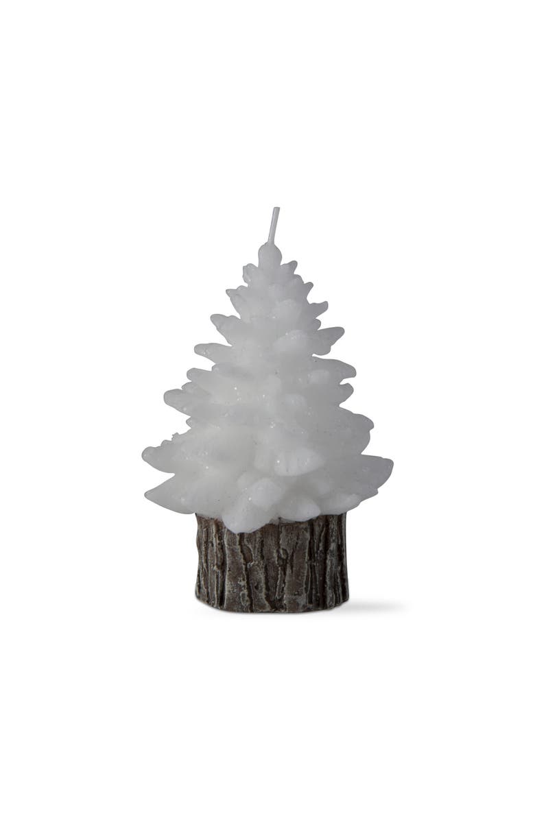 tag Rustic Spruce Tree Candle Jar White Paraffin Wax Christmas Decor, Main, color, White