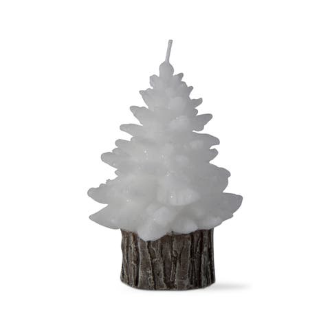 Rustic Spruce Tree Candle Jar White Paraffin Wax Christmas Decor