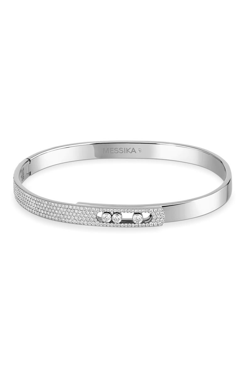 Move Noa Pavé Diamond Bangle, Alternate, color, WHITE GOLD