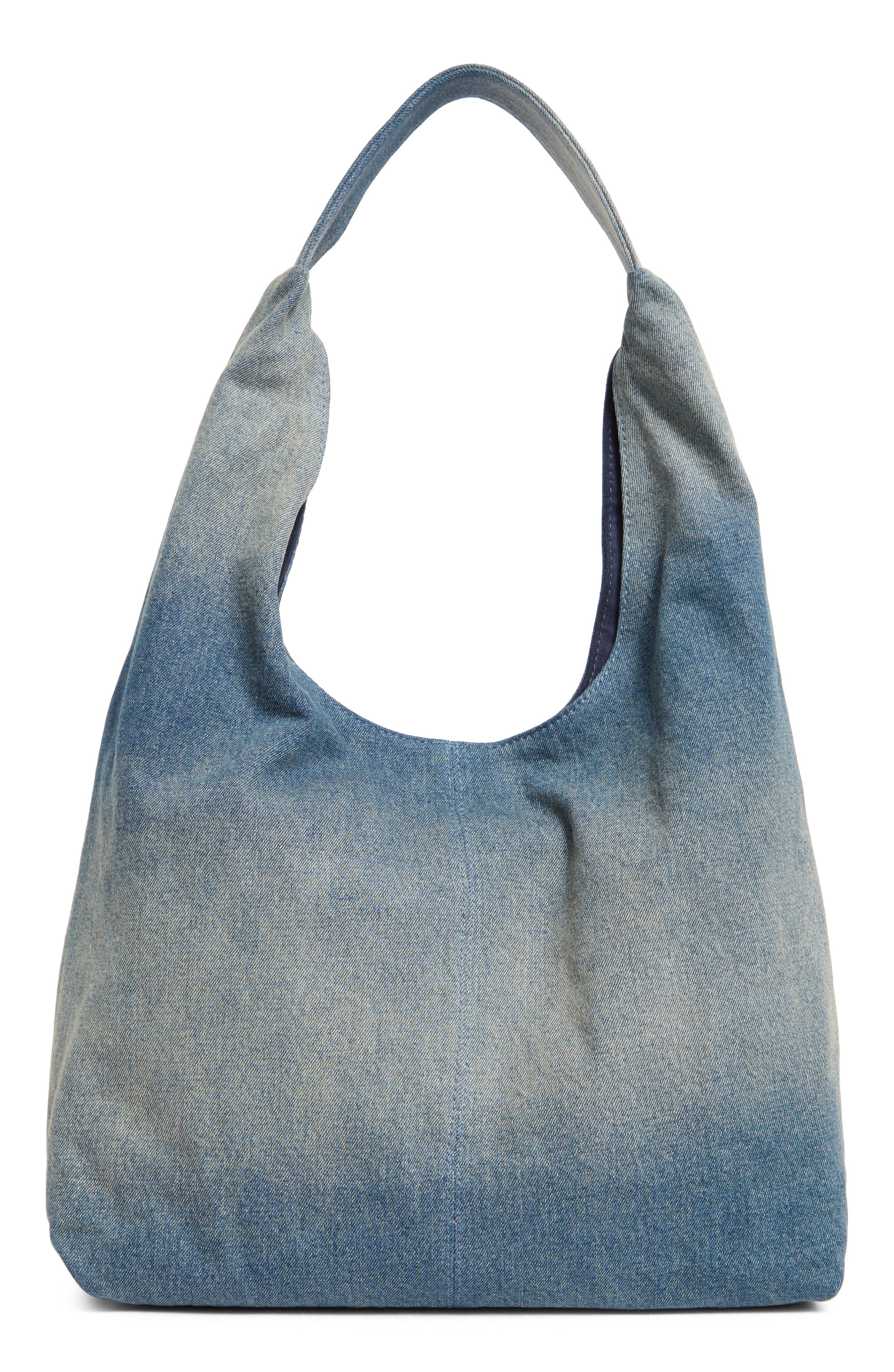 Steve Madden Niccola Denim Hobo Shoulder Bag & Pouch, Alternate, color, Denim