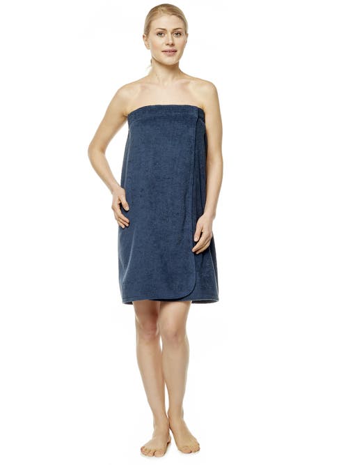 Arus Gots Certified Organic Cotton Shower Bath Wrap In Blue