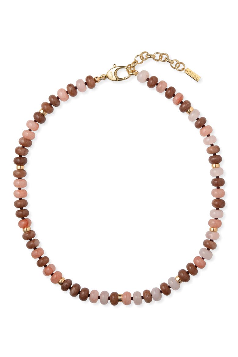 Diero Semiprecious Stone Beaded Necklace, Main, color, PINK/ BROWN