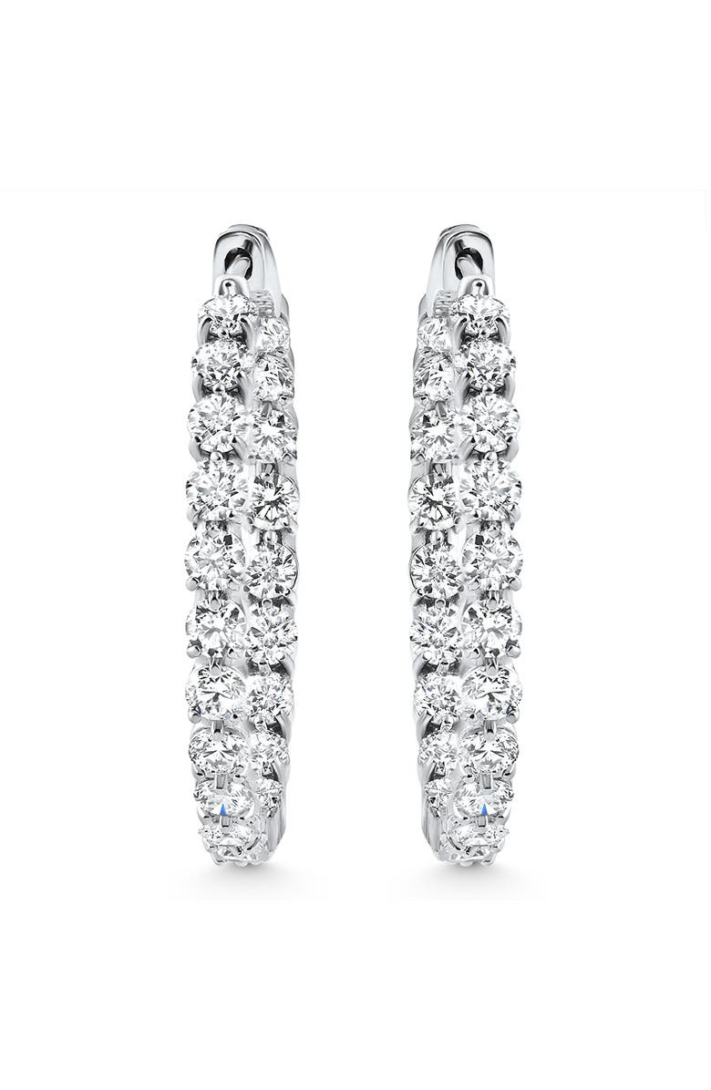 Bliss Diamond 4 1/2Ct Diamond Inside Outside Hooops Gold Women's Earrings Lab Grown 1.25" Tall, Alternate, color, 14K White Gold