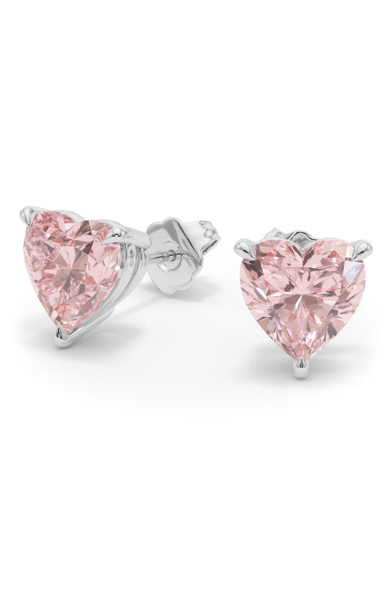 Pink Lab Created Diamond Stud Earrings, Main, color, 18K WHITE GOLD