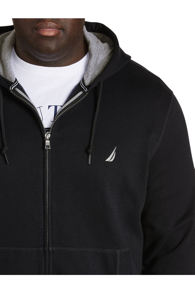 Big & Tall Full-Zip Fleece Hoodie, Alternate, color, TRUE BLACK