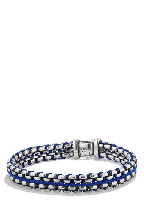 Men's Woven Sterling Silver Box Chain Bracelet, 12mm