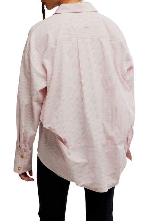 FREE PEOPLE FREE PEOPLE VARSITY VIBES STRIPE OVERSIZE COTTON BUTTON-UP SHIRT 