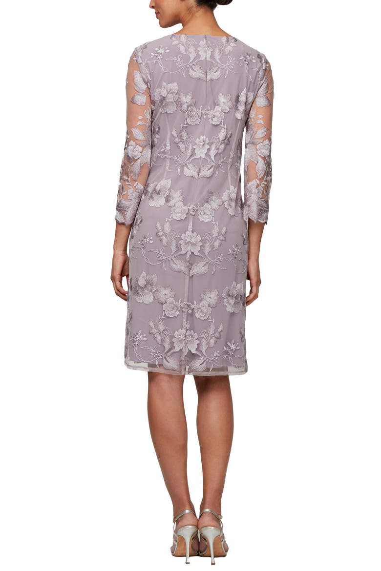 Embroidered Mock Jacket Cocktail Dress, Alternate, color, SMOKEY ORCHID