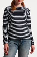 Frances Valentine Long Sleeve Striped Tee Shirt Stripe 100% Pima Cotton