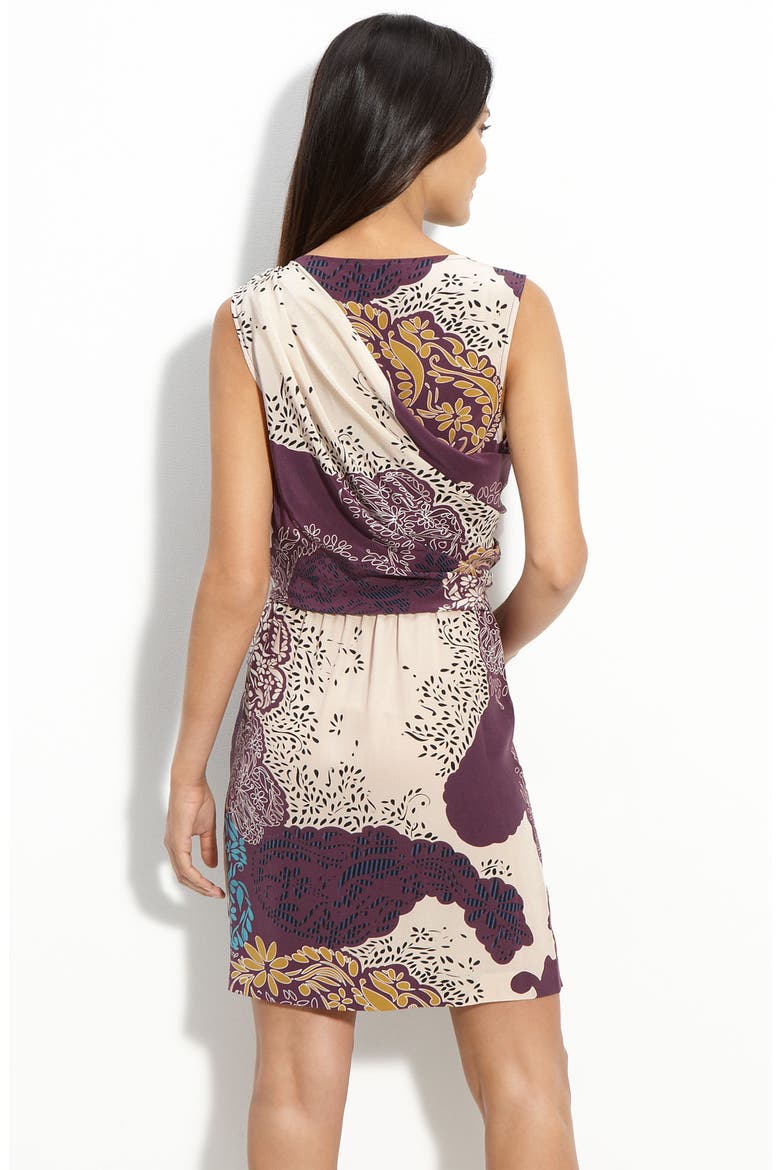 Draped Crêpe de Chine Sheath Dress, Alternate, color, PHANTOM MULTI