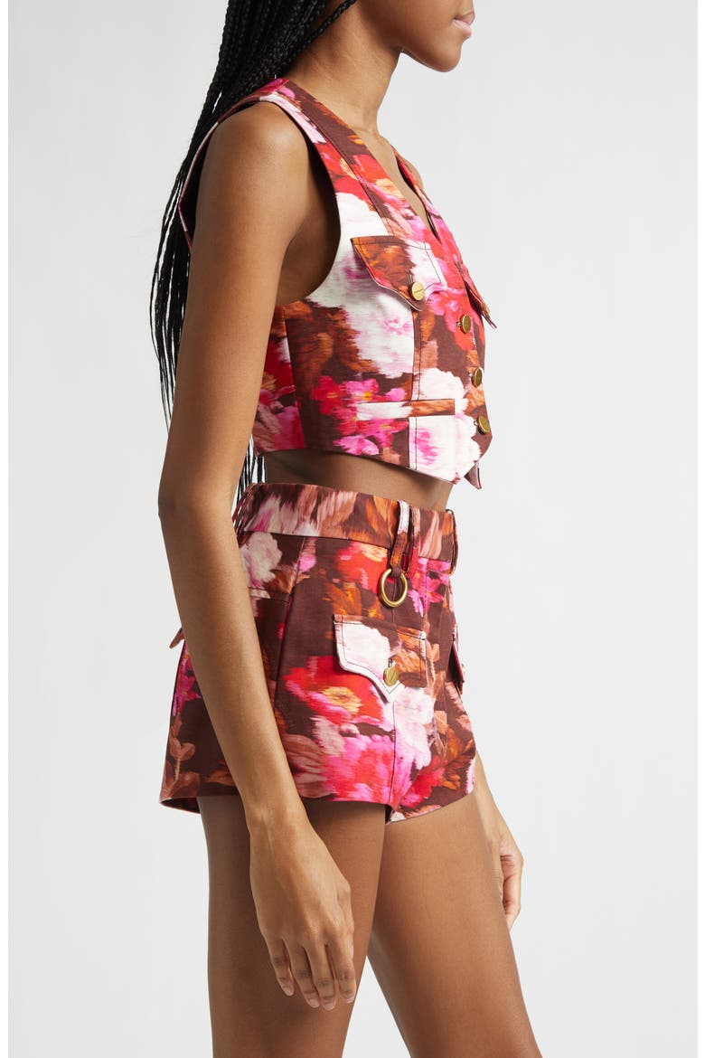 Luna Print Drill Vest, Alternate, color, CHOCOLATE ROSE