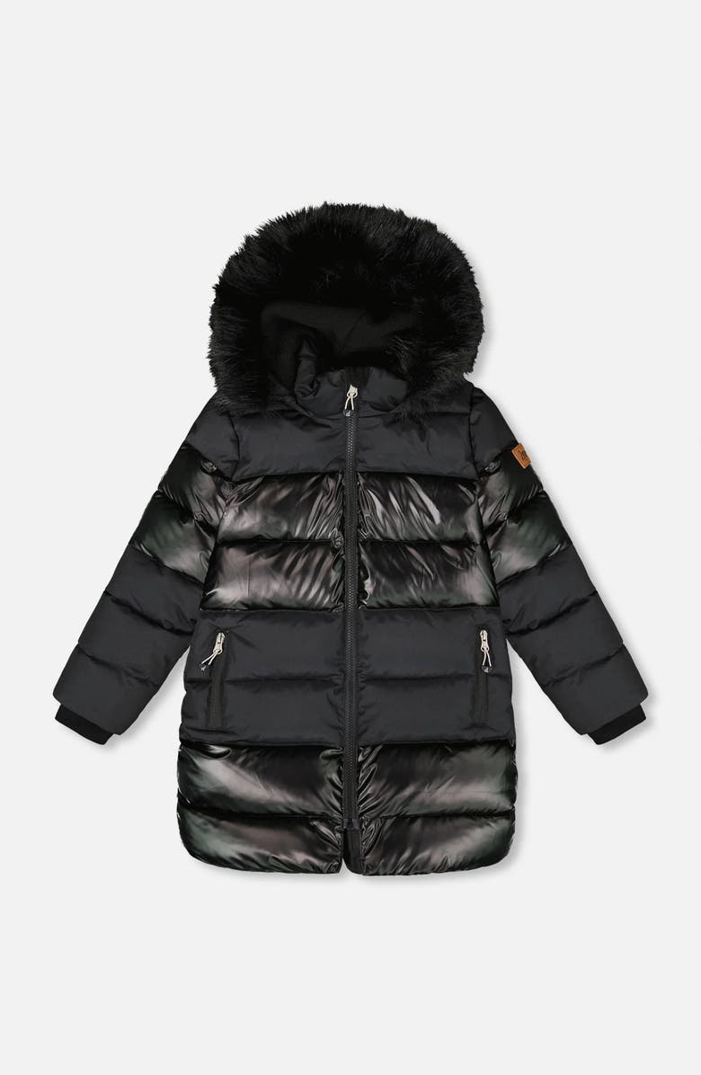 Deux par Deux Long Metallic Puffy Coat, Main, color,