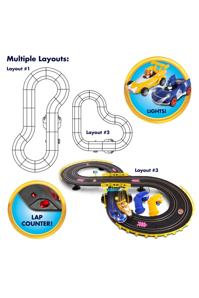 Sonic & Tails Remote Control Slot Car Race Set, Ages 5+, Alternate, color, Multicolored