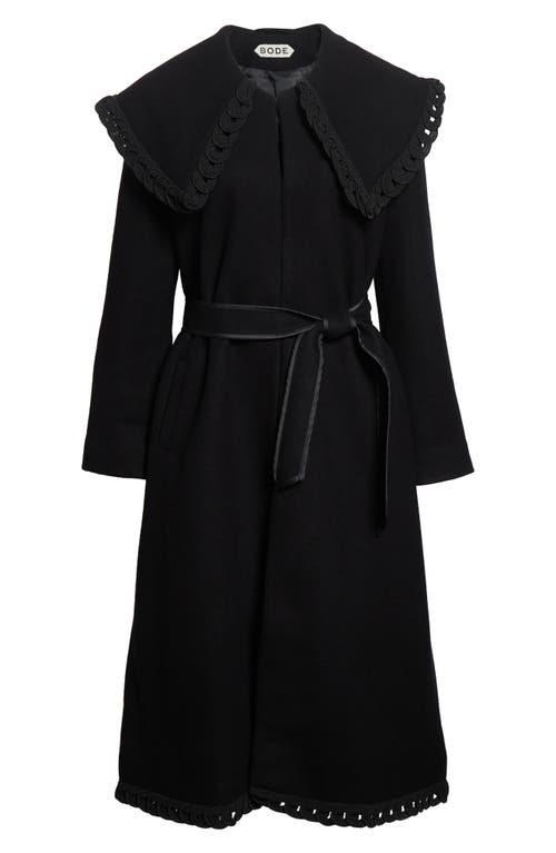 Bode Dover Belted Wool Coat In Black