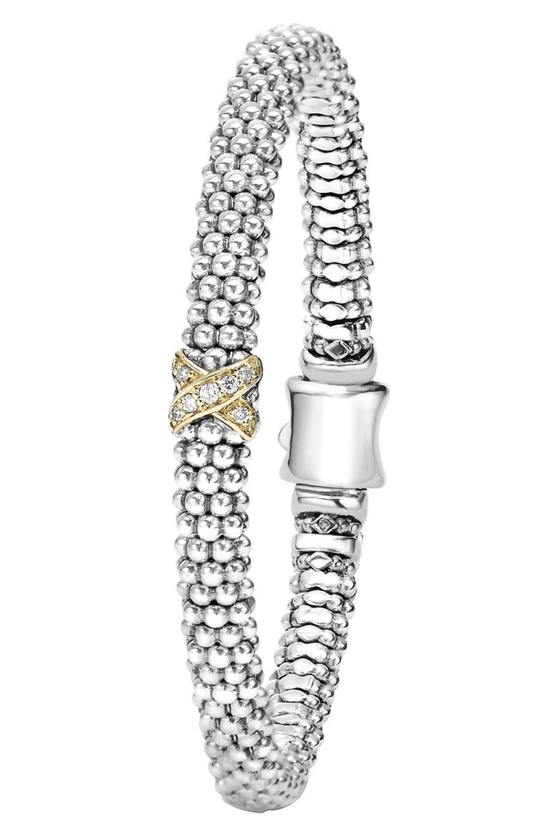 Signature Caviar Diamond Rope Bracelet, Alternate, color, STERLING SILVER