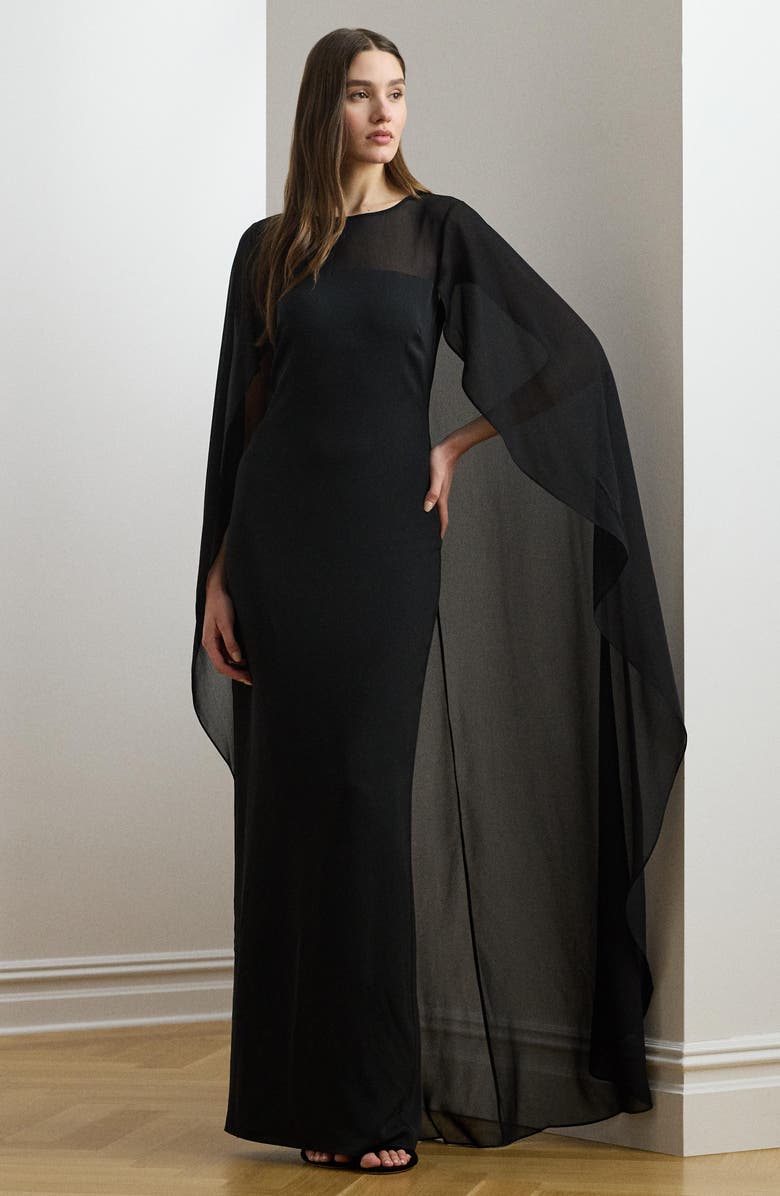 Semisheer Capelet Georgette Gown