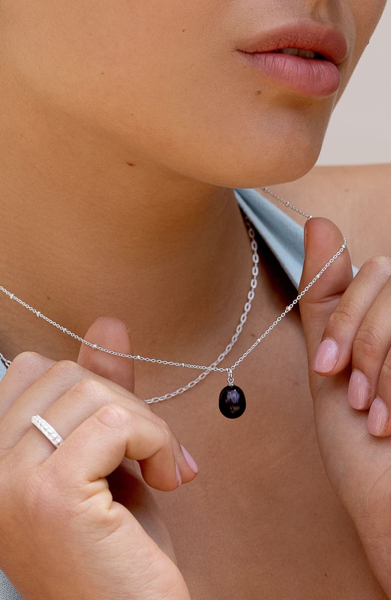 Dower & Hall Timeless Adjustable 10mm Oval Peacock Freshwater Pearl Pendant, Alternate, color, Sterling Silver