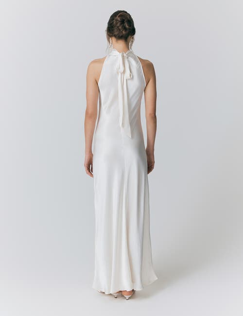 Ghost London Amaia Halter Neck Satin Maxi Dress In White