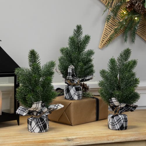 Northlight Mini Iced Pine Artificial Christmas Trees In Green