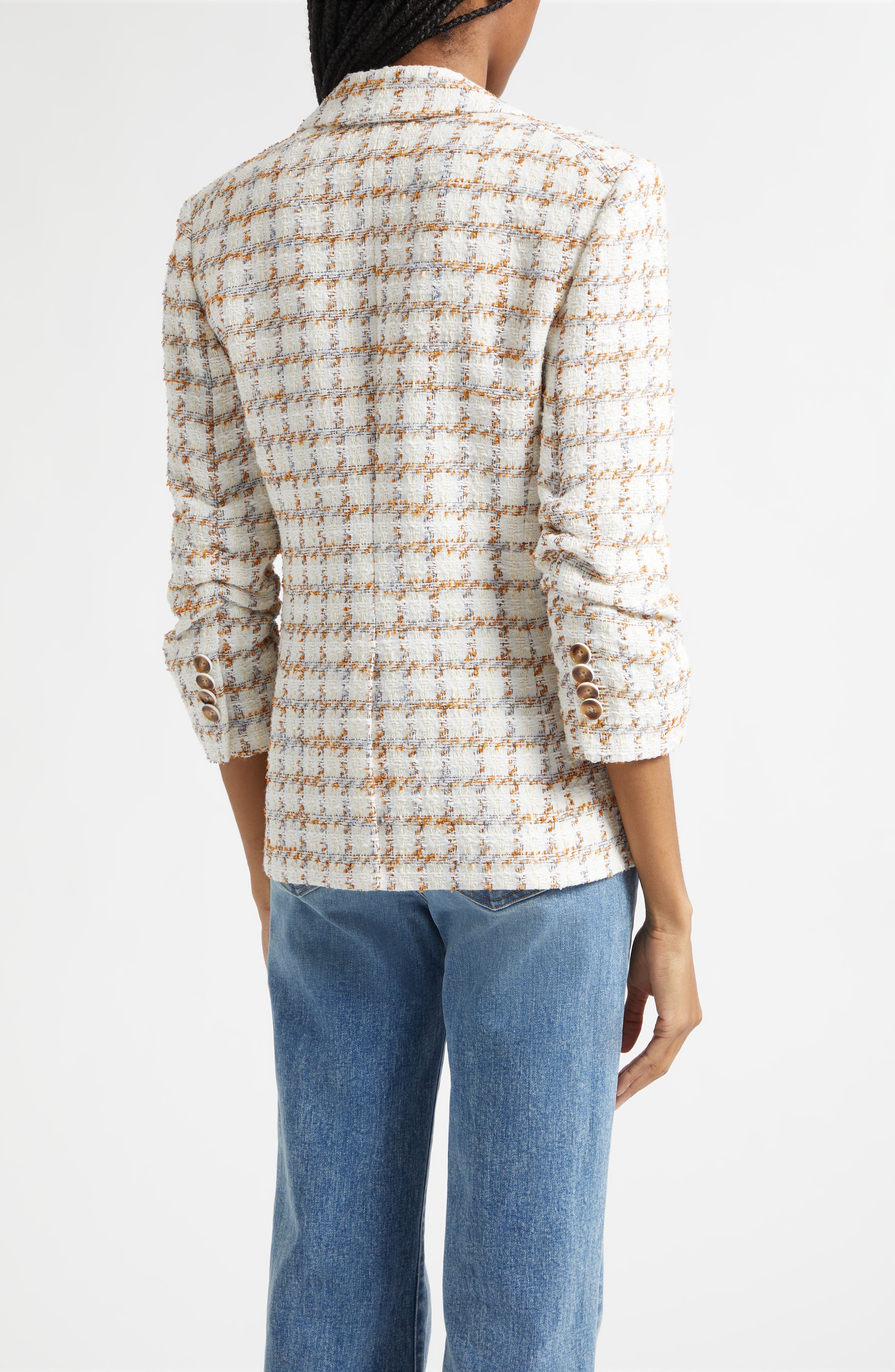 Veronica Beard Ryland Double Breasted Metallic Tweed Dickey Jacket — фото 4