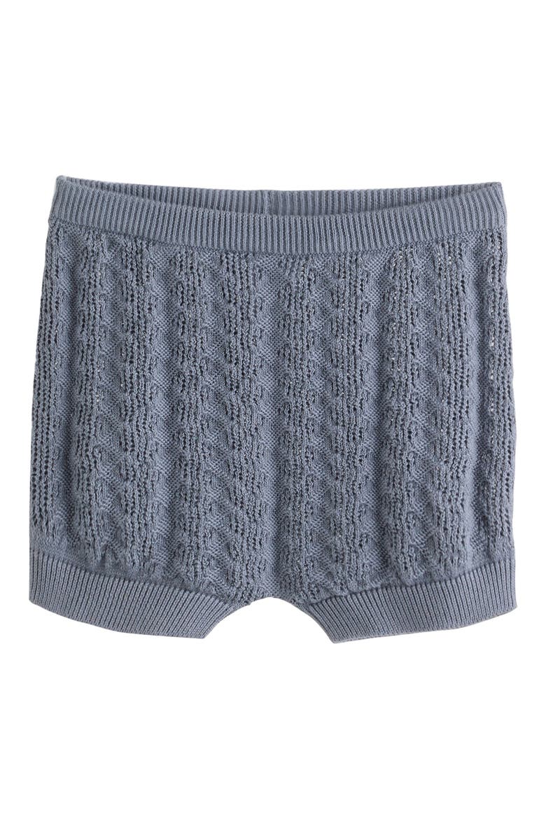 Cotton Knit Button-Up Shirt & Shorts Set, Alternate, color, BLUE