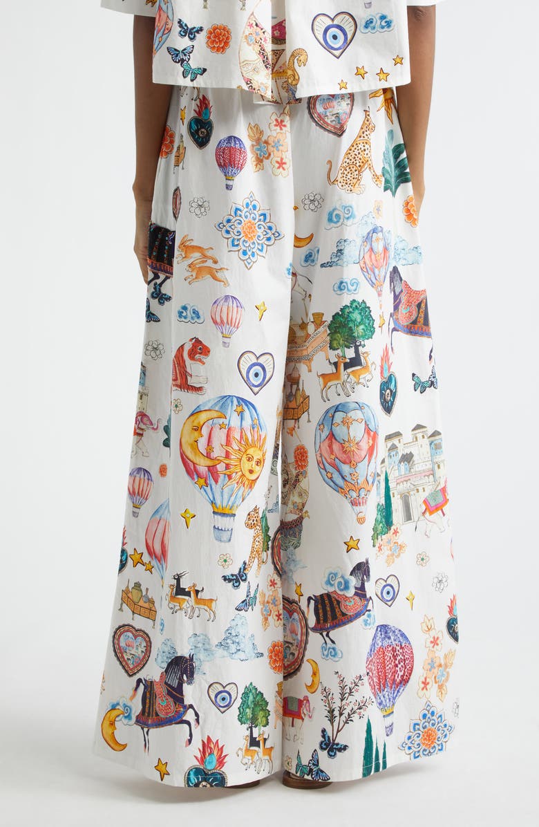 Camilla Kapadokya Kitsch Pleated Organic Cotton Wide Leg Pants, Alternate, color, Kapadokya Kitsch