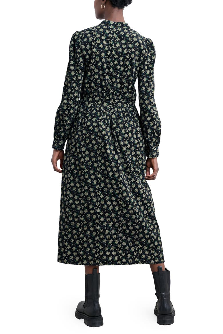 Rose Cottage Floral Long Sleeve Corduroy Midi Dress, Alternate, color, SMUDGE FLORAL ONYX