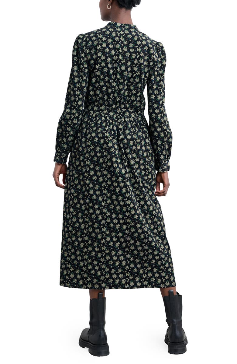 Seasalt Cornwall Rose Cottage Floral Long Sleeve Corduroy Midi Dress, Alternate, color, Smudge Floral Onyx