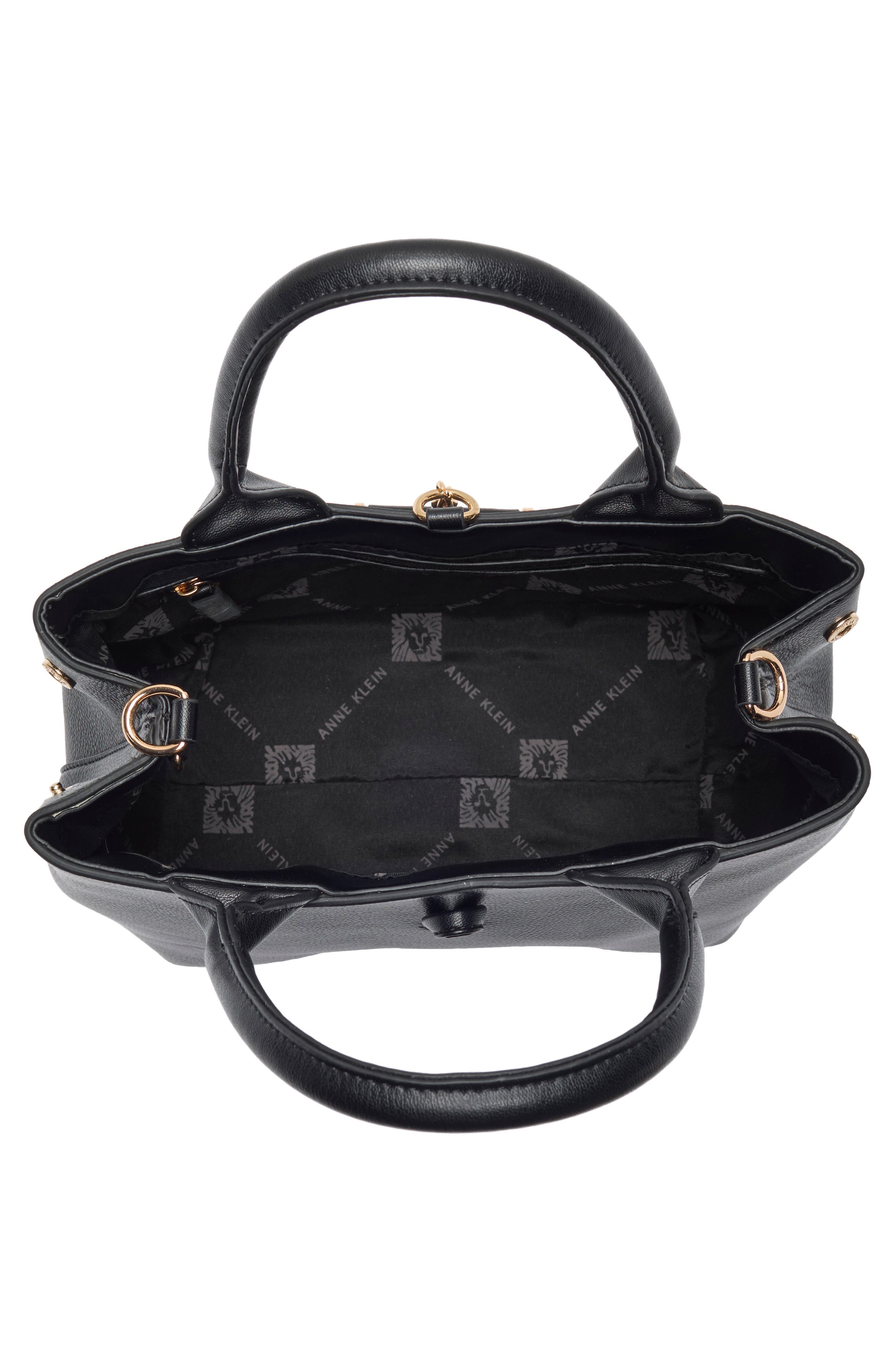 Small Toggle Faux Leather Tote, Main, color, BLACK/BLACK