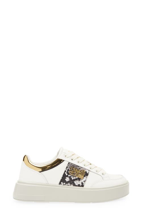Roberto Cavalli Logo Hardware Low Top Sneaker In White