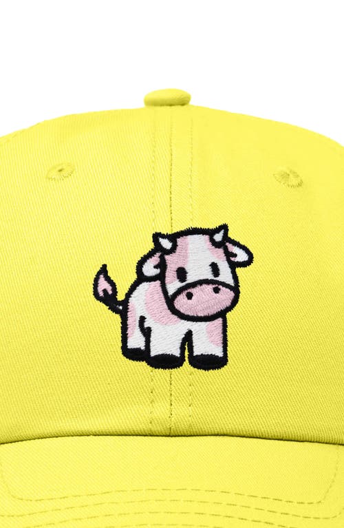 Dalix Strawberry Cow Embroidered Cap In Yellow