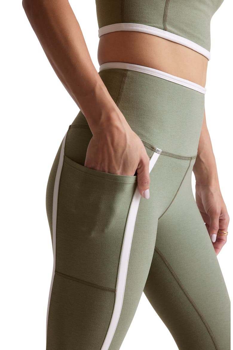 Out of Pocket Side Stripe High Waist Pocket Leggings, Alternate, color, GREY SAGE/ CLOUD WHI
