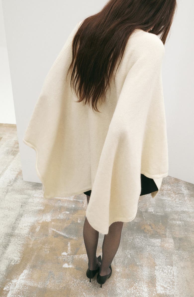 MANGO Turtleneck Cape, Alternate, color, Ecru