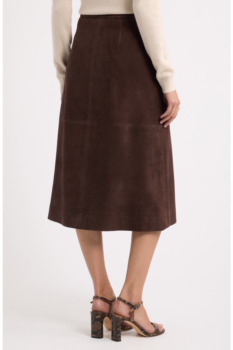 A-Line Suede Midi Skirt, Alternate, color, BROWN COFFEE