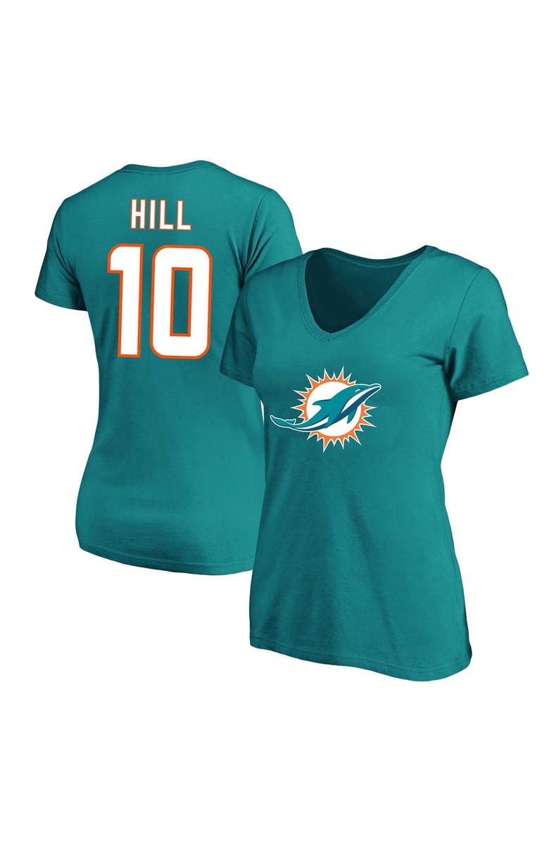 FANATICS Women's Tyreek Hill Aqua Miami Dolphins Plus Size Fair Catch Name & Number V-Neck T-Shirt, Alternate, color, Aqua