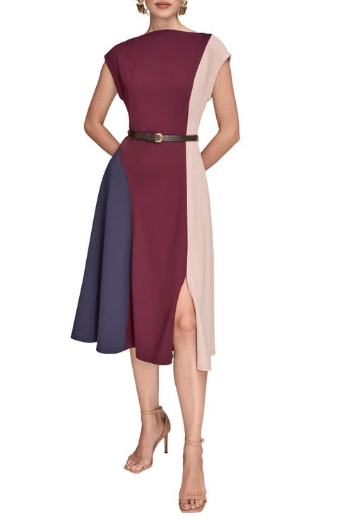 Colorblock Sleeveless Midi Dress