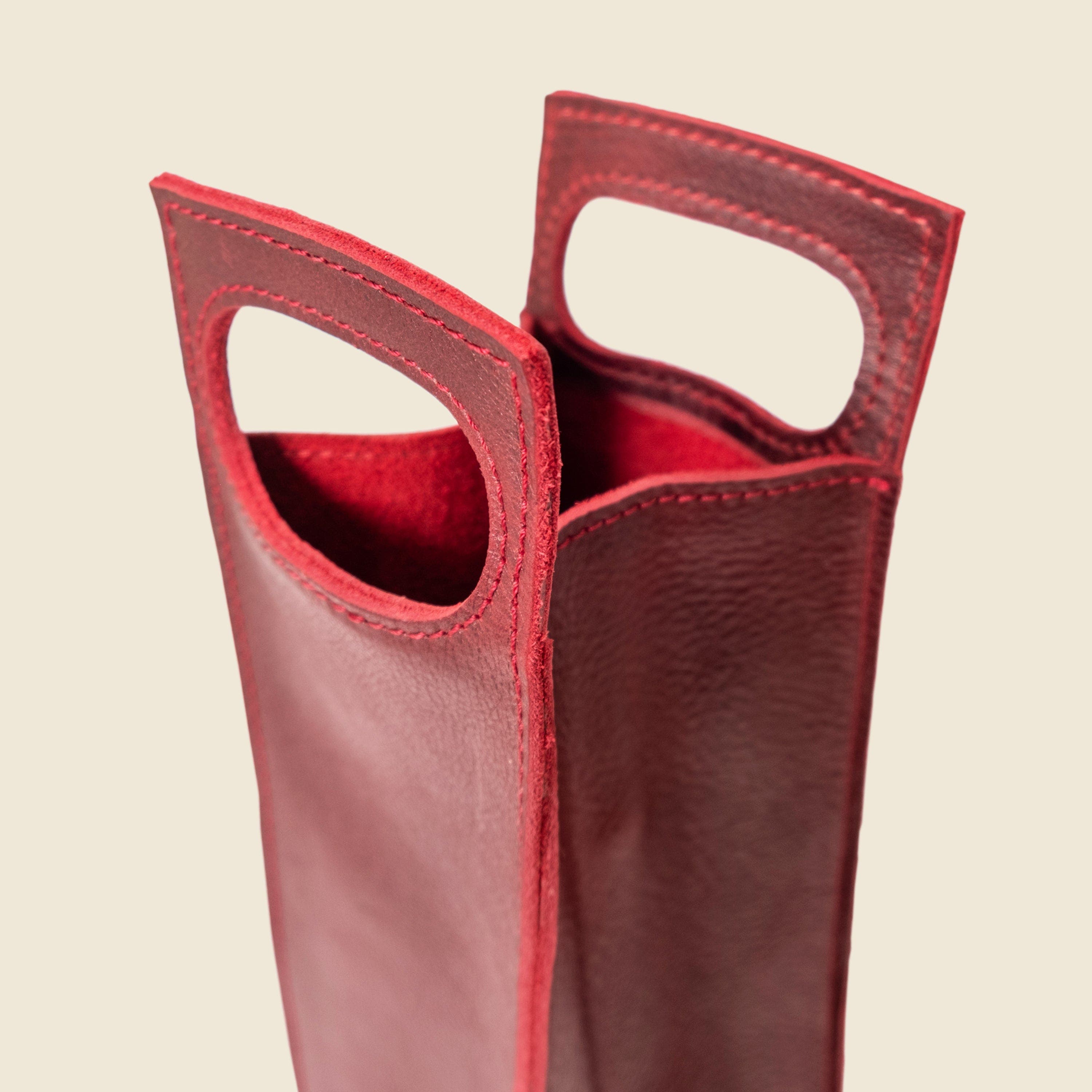 Premium Leather Bottle Tote with Handle, Alternate, color, Merlot Red