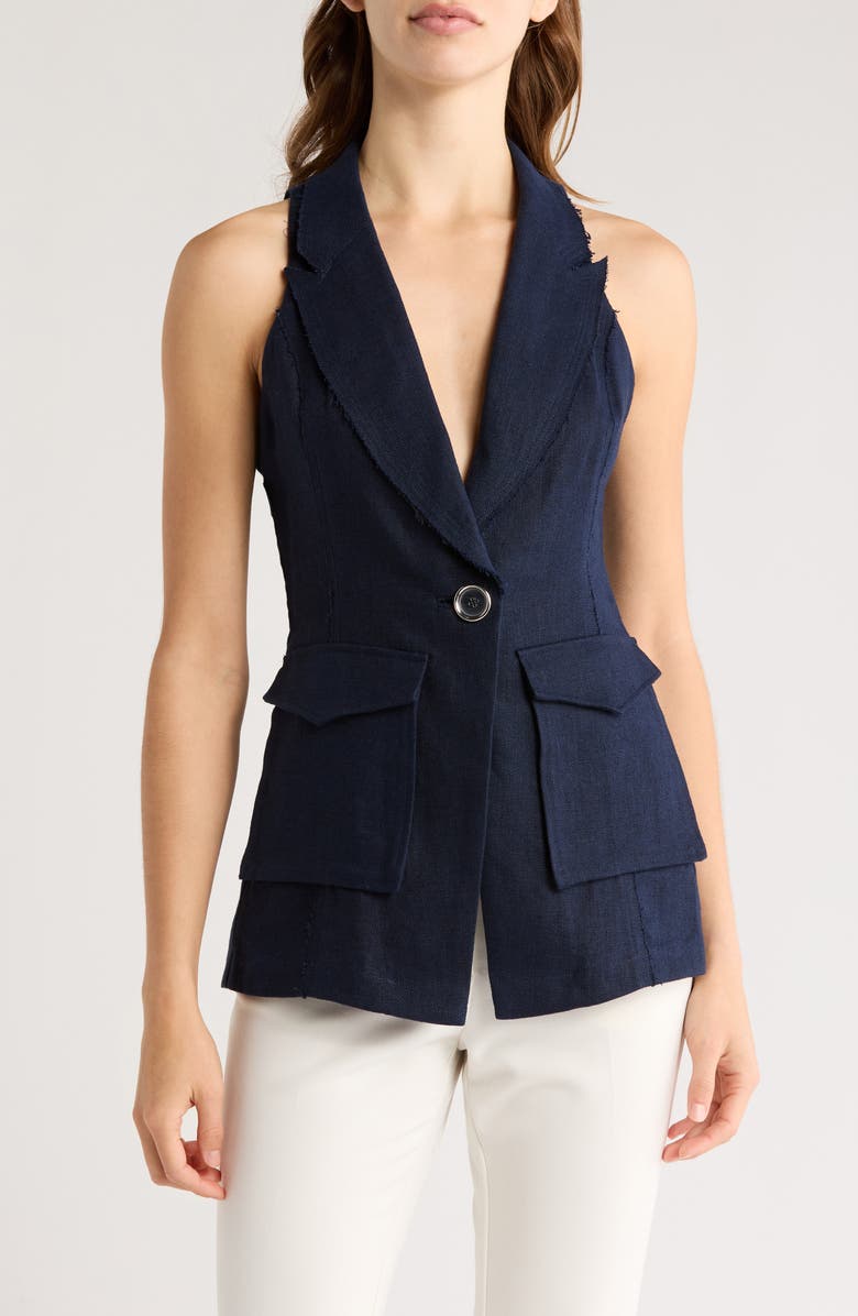 Ramy Brook Paloma Exposed Seam Vest, Main, color, Spring Navy