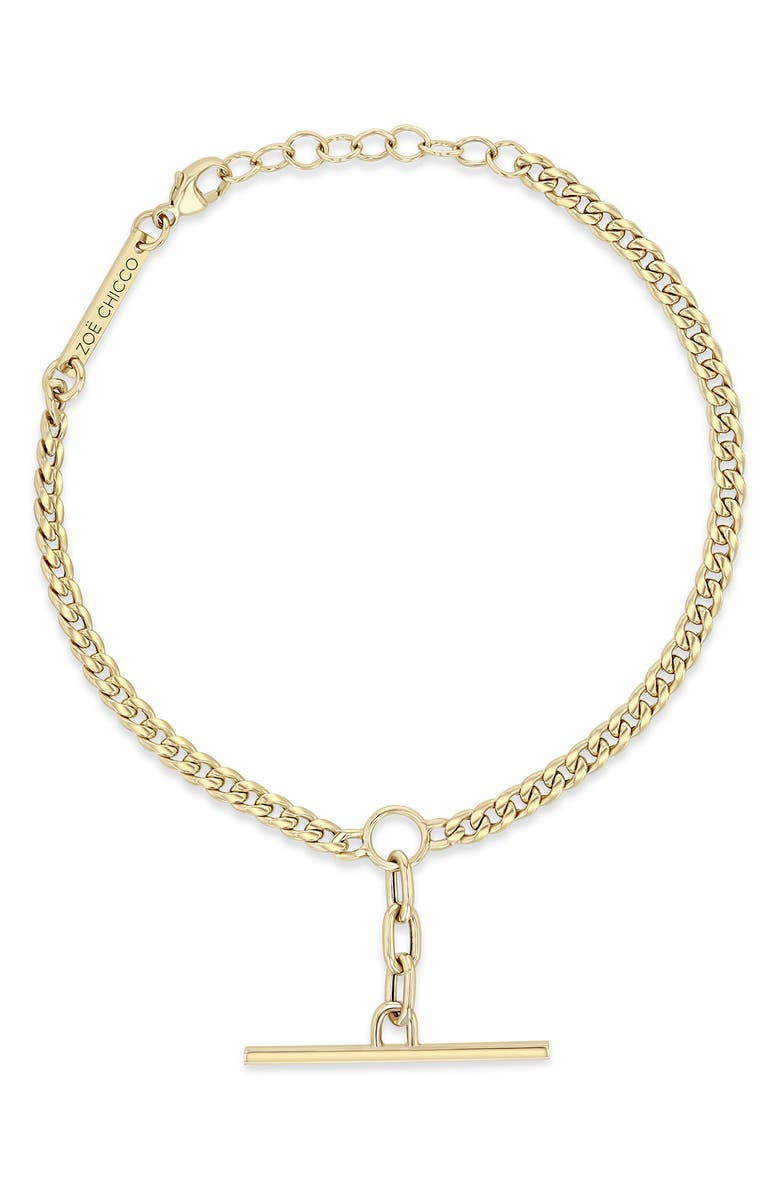 Zoë Chicco Bar Curb Chain Bracelet, Alternate, color, Yellow Gold
