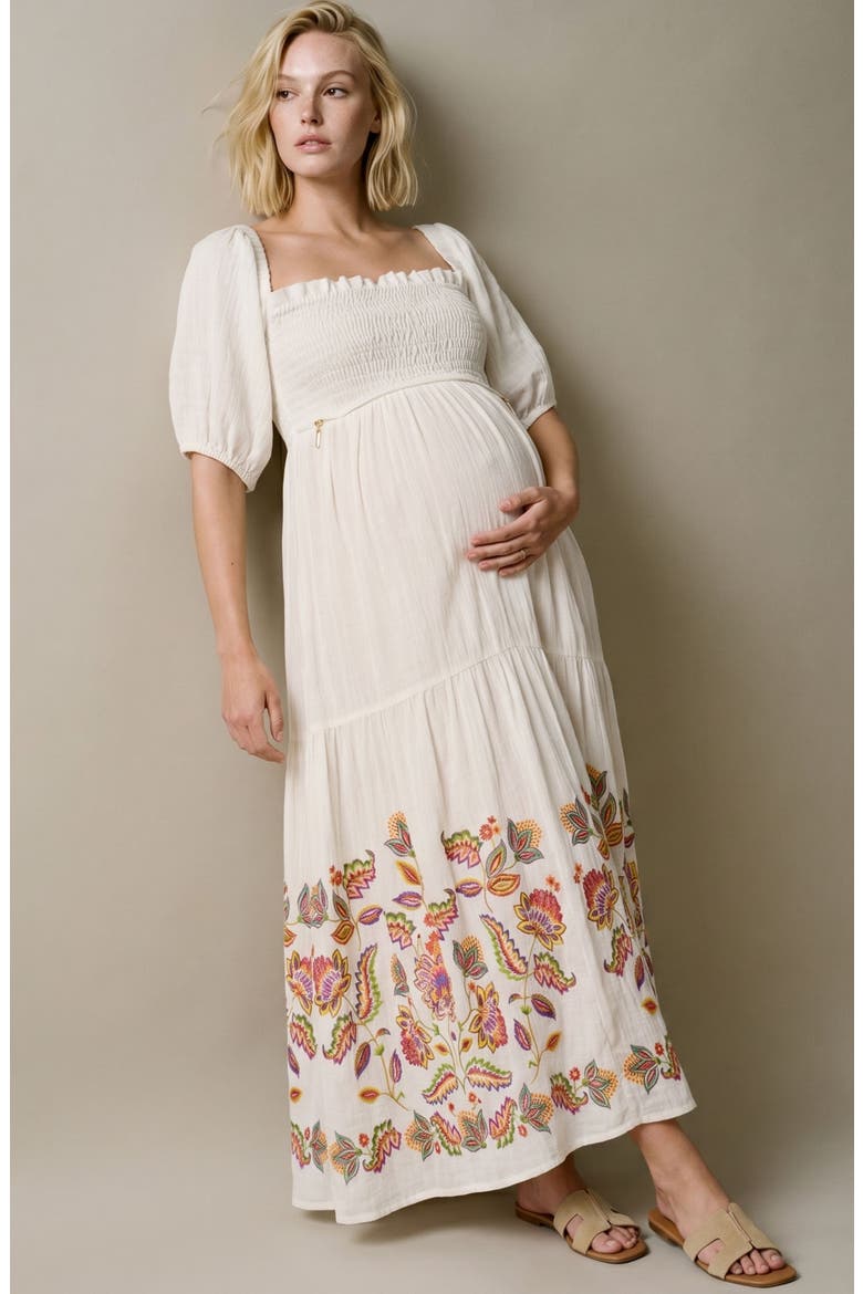 Maternity and Nursing Behemian style Smock Long Dress Mila, Alternate, color, Multicolor