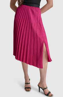 DKNY Pleated Asymmetric Midi Skirt