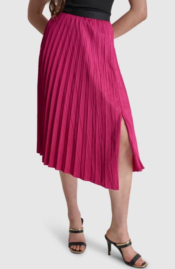 Dkny Asymmetrical Pleated Skirt In Multi