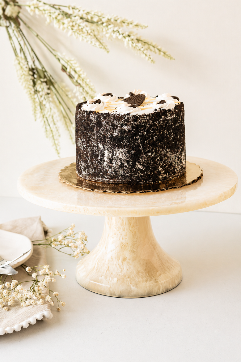 Resin Cake Stand  Marbled Cream Pedestal Dessert Stand, Shatterproof Decorative Cake Display for Weddings, Parties & Luxury Entertaining, Main, color, Cream