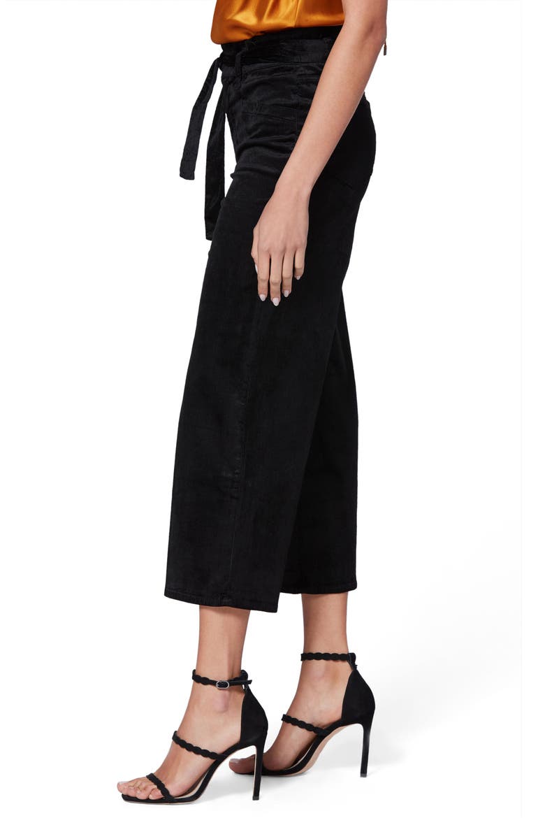 Sutton Paperbag Crop Wide Leg Corduroy Pants, Alternate, color, BLACK