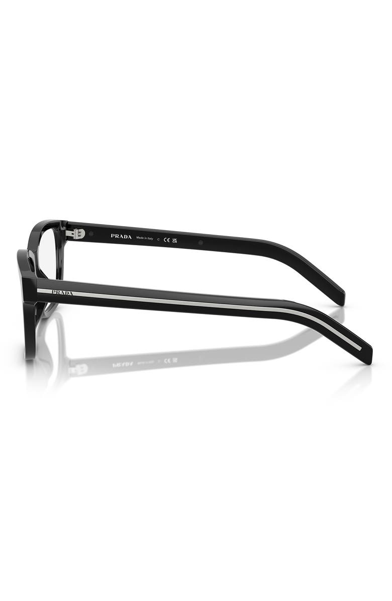 Prada 53mm Rectangular Optical Glasses, Alternate, color, Black