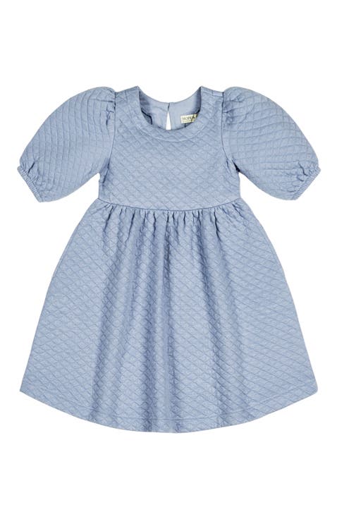 Girls' Quilted Puff Sleeve Dress, Toddler